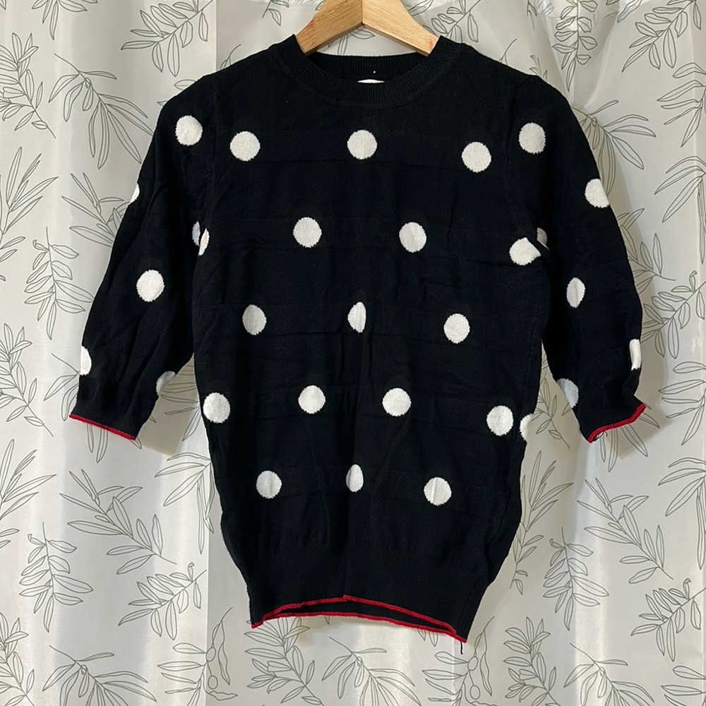 Style Me Petites-Charming Polka Dot Sweater NWOT
